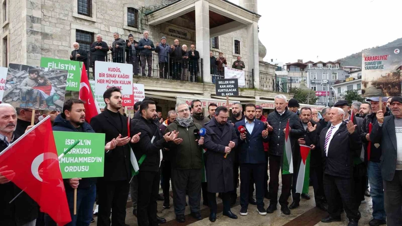 Ordu&rsquo;da Filistin&rsquo;e destek, İsrail&rsquo;e tepki
