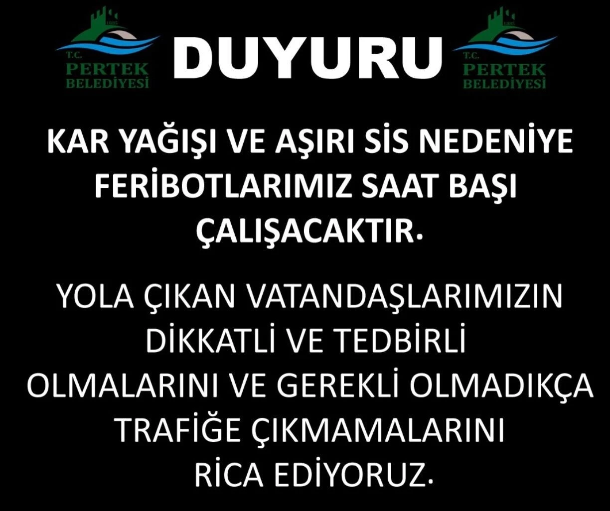 Pertek ve &Ccedil;emişgezek feribotlarına kar ve sis engeli
