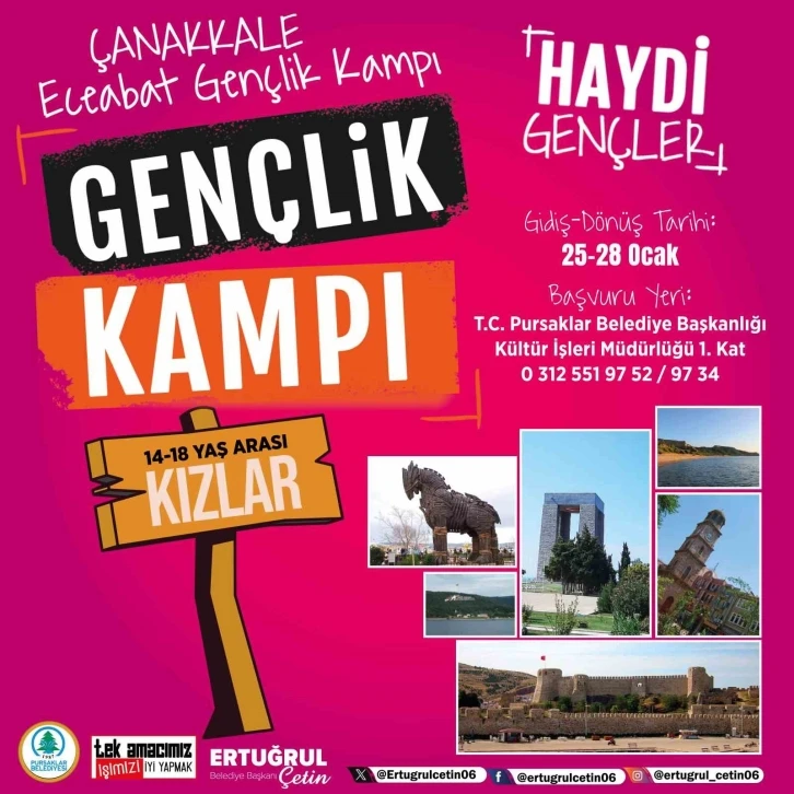 Pursaklar Belediyesi genç kızları Eceabat Gençlik Kampı’na gönderiyor
