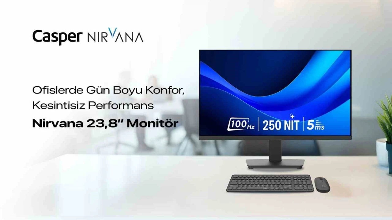 "Casper Nirvana 23.8&rsquo;&rsquo; monit&ouml;r ofislerde konforlu ve kesintisiz &ccedil;alışmayı destekliyor
