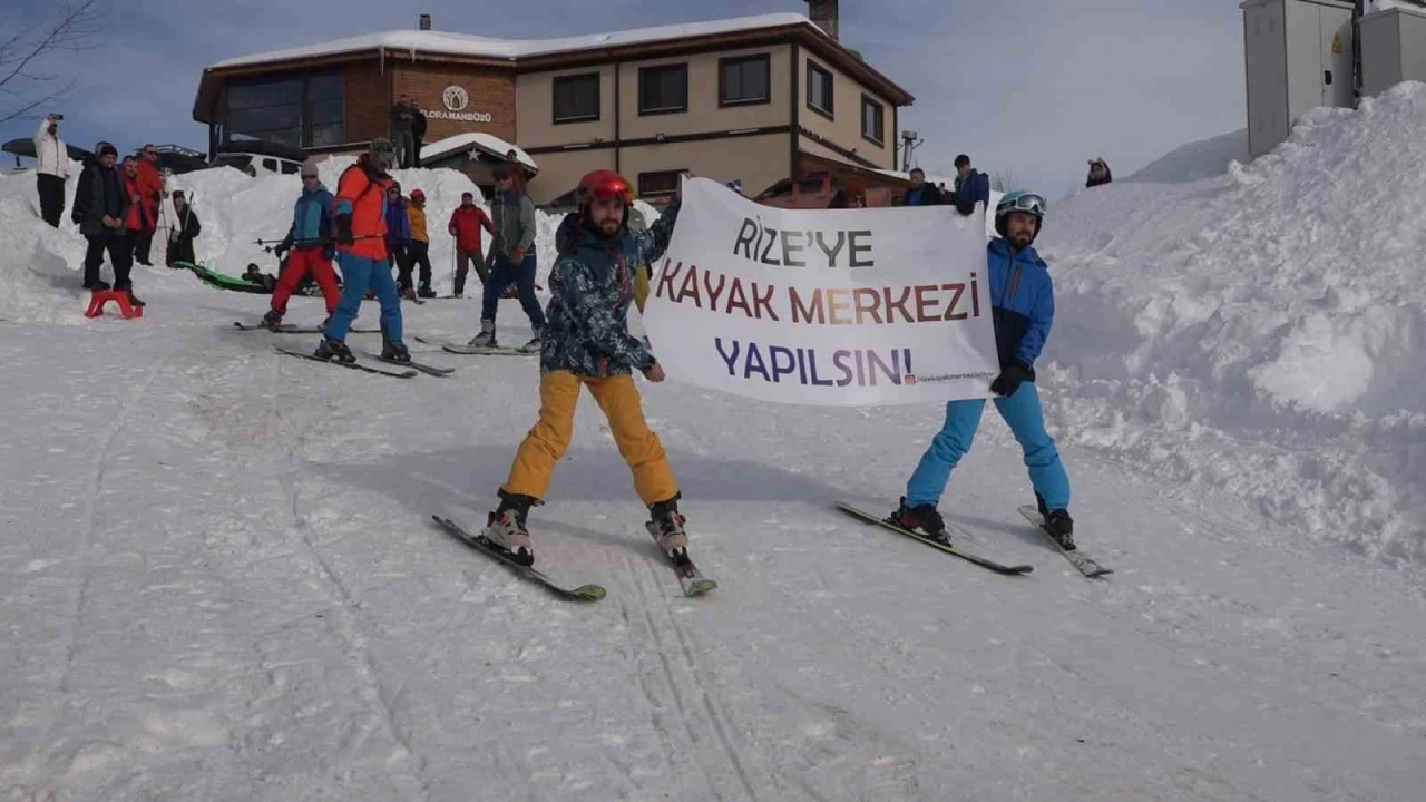 Rize&rsquo;ye kayak tesisi yapılması i&ccedil;in taleplerini b&ouml;yle duyurdular
