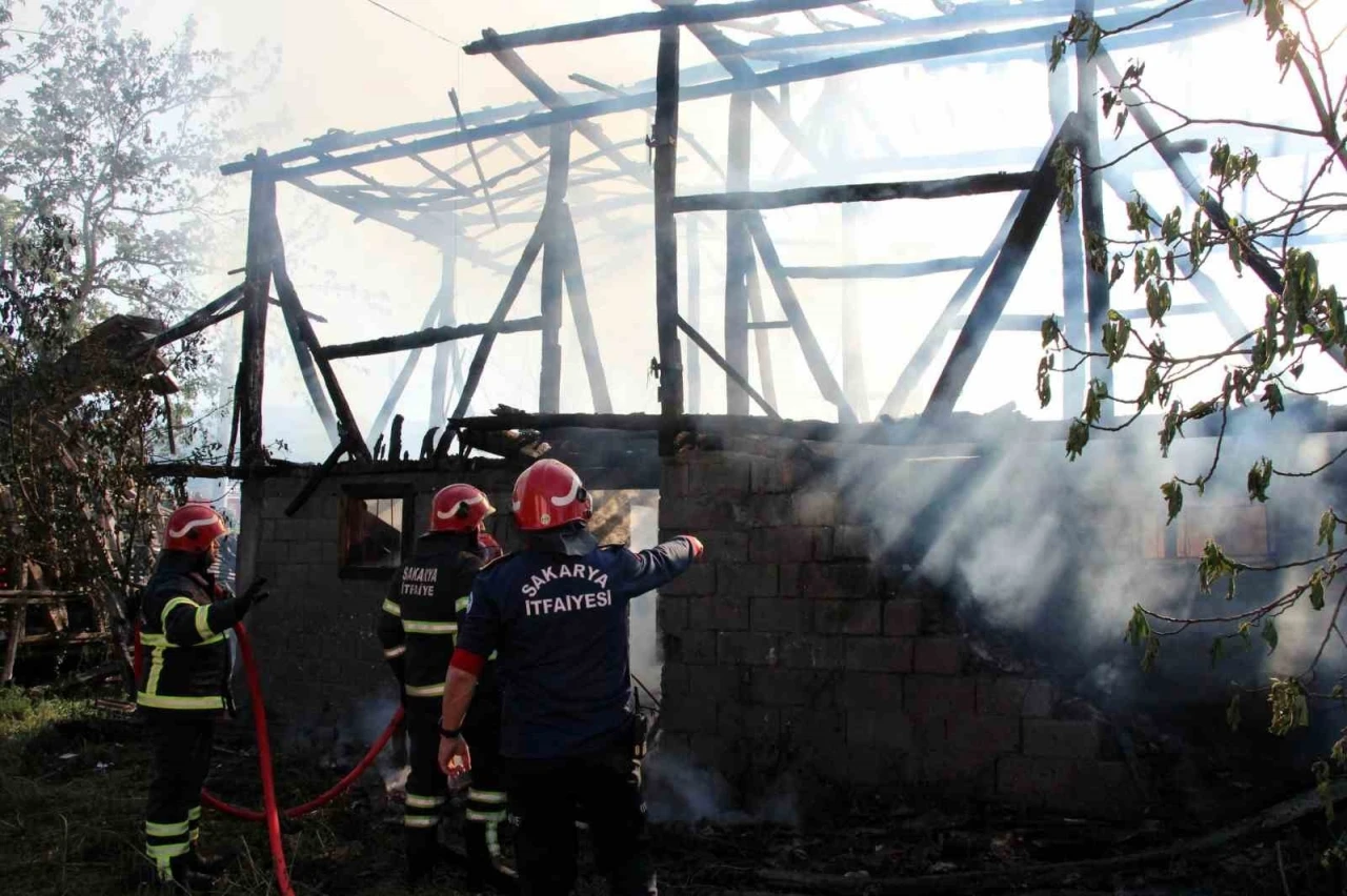 Sakarya’da alevlere teslim olan samanlık küle döndü
