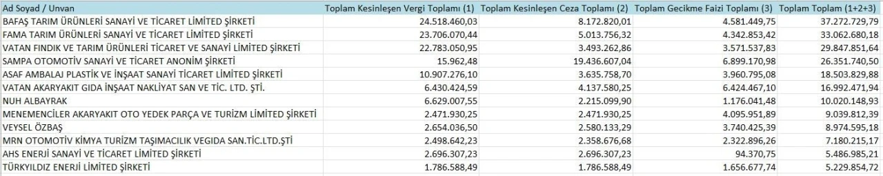 Samsun&rsquo;un &rsquo;vergi y&uuml;zs&uuml;zleri&rsquo; a&ccedil;ıklandı
