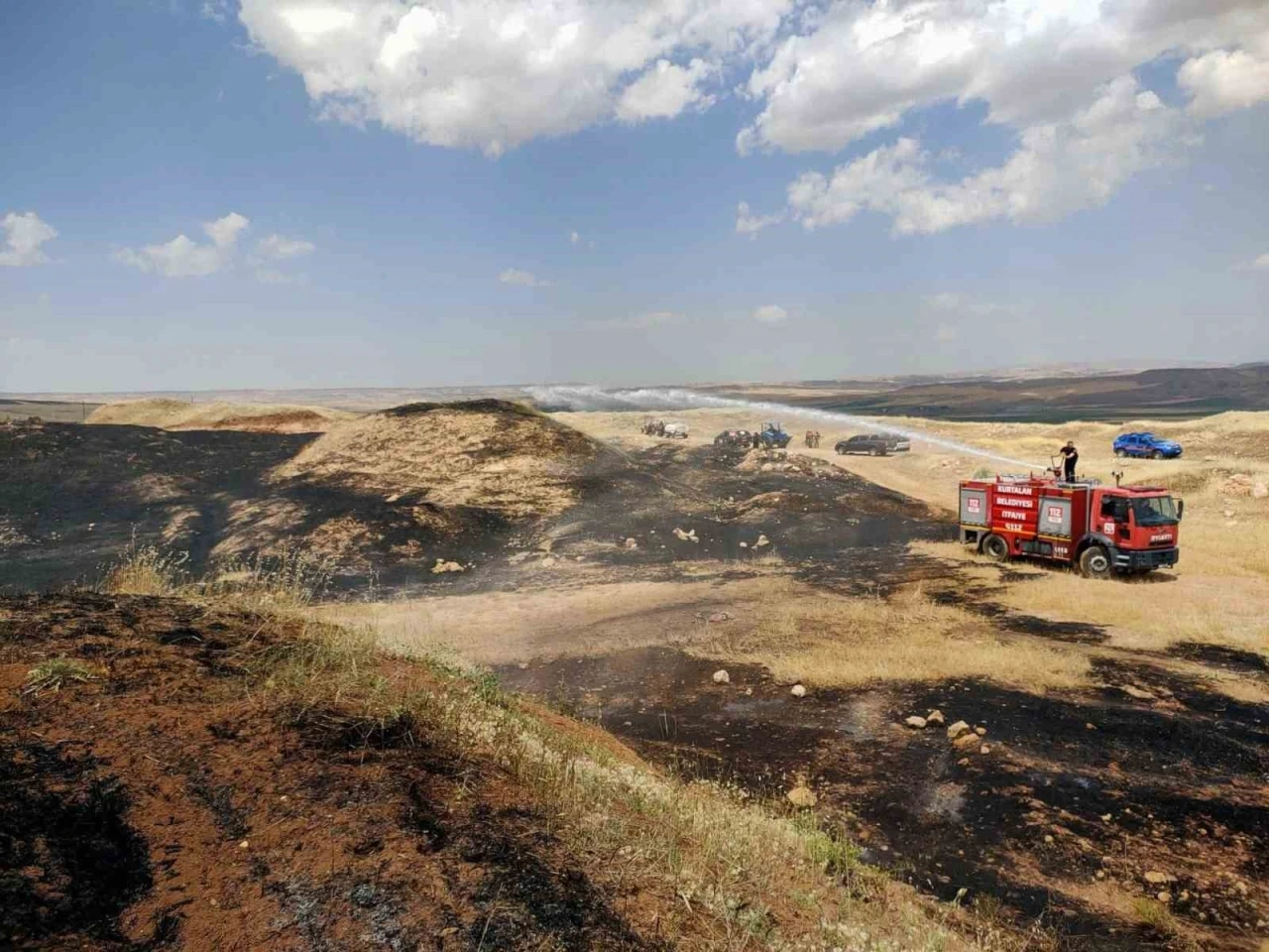 Siirt’te çıkan yangında ekili alanlar zarar gördü
