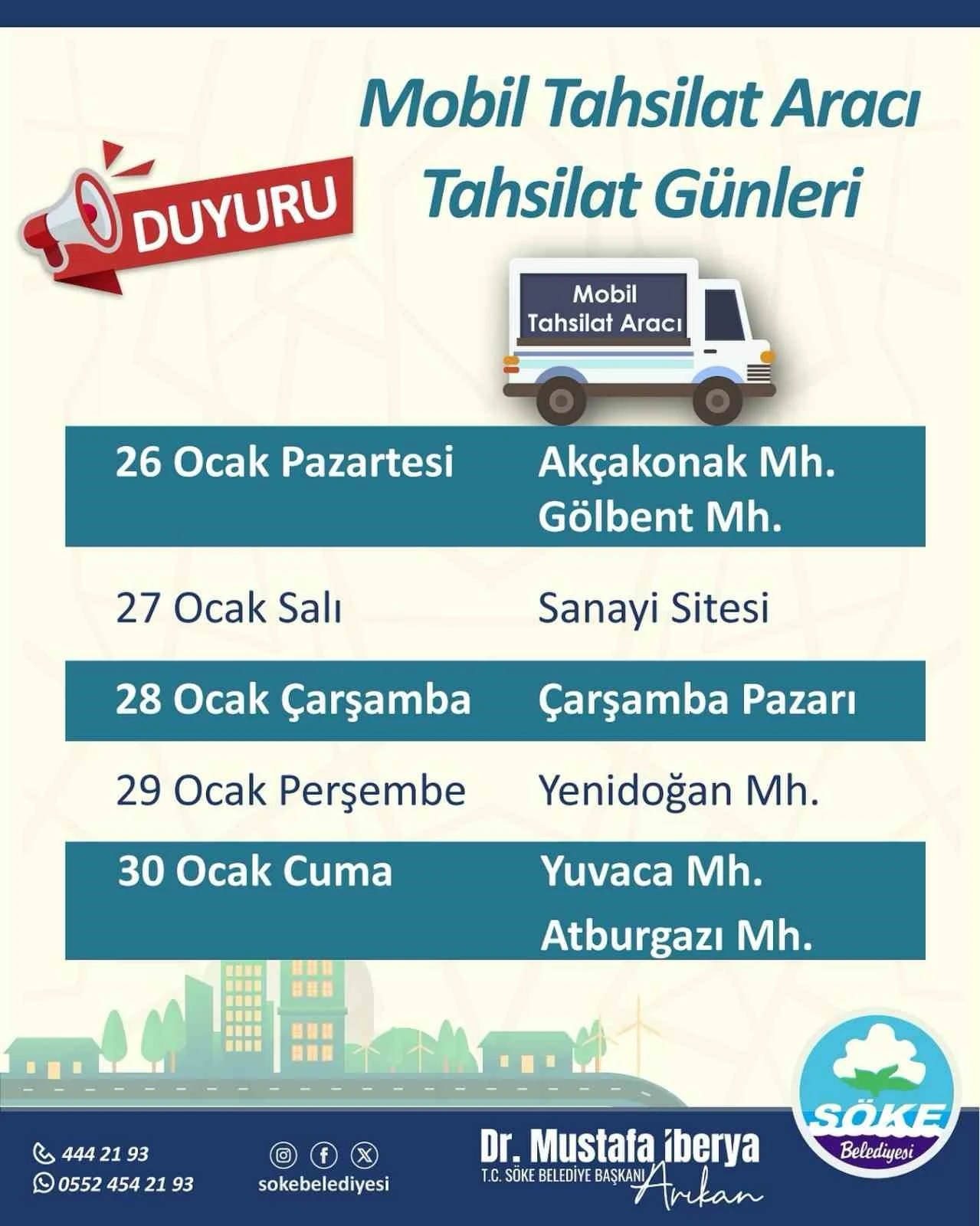 S&ouml;ke&rsquo;de mobil tahsilat aracı mahallelere geliyor
