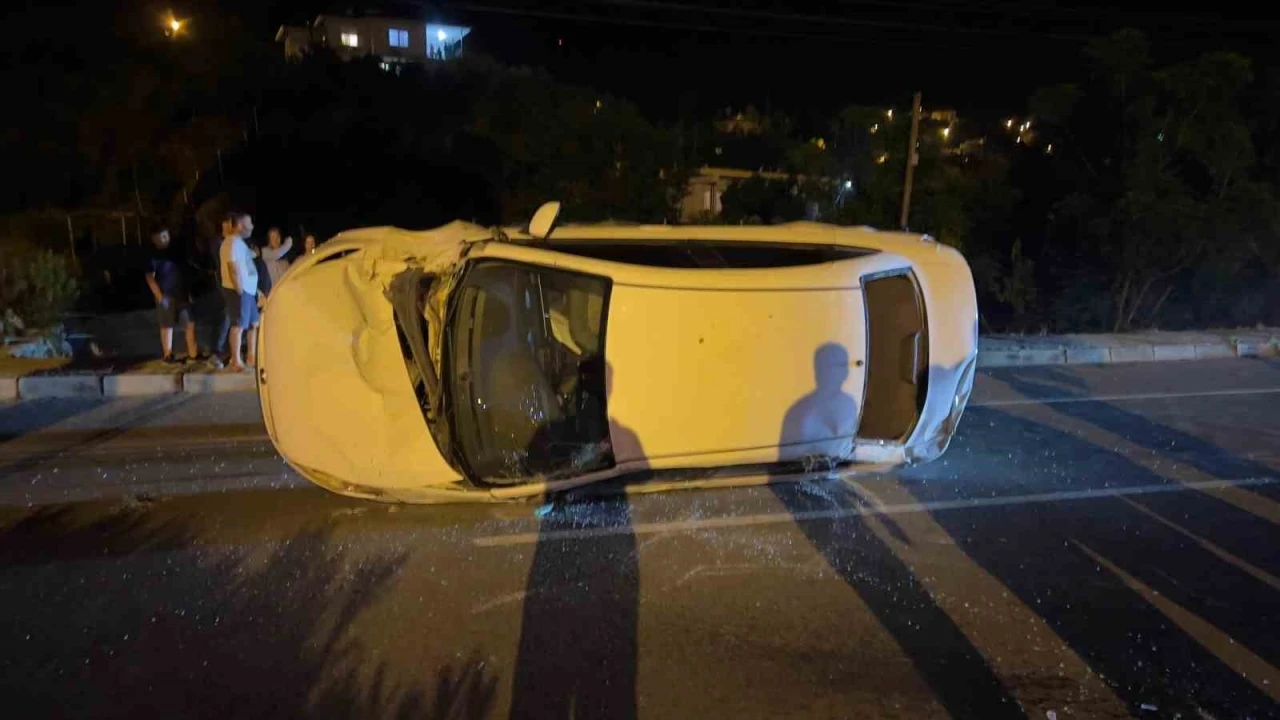 Takla atan araçtan burnu bile kanamadan çıktı
