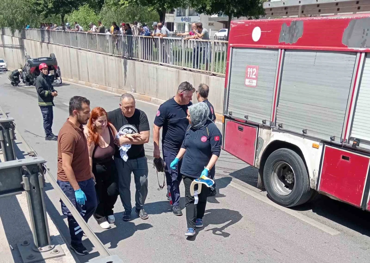 Takla atan araçtan burnu bile kanamadan çıktı
