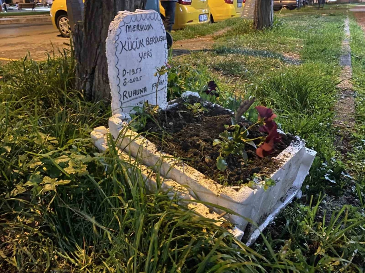 Taksicilerden vefa...&Ouml;len muhabbet kuşları i&ccedil;in mini mezar yaptılar
