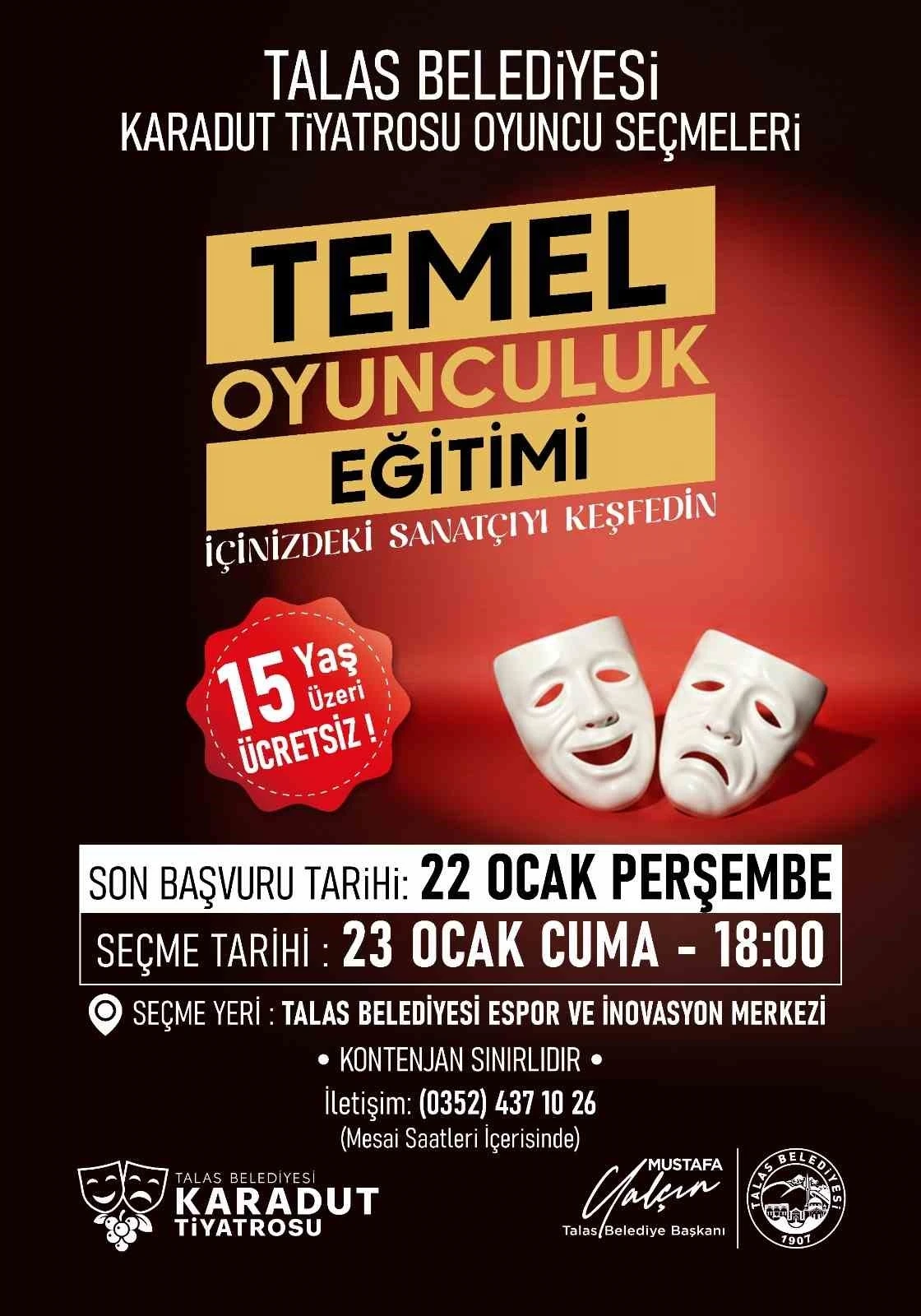 Talas&rsquo;ta sahne seni bekliyor, &rsquo;Karadut Tiyatrosu&rsquo; oyuncularını bekliyor
