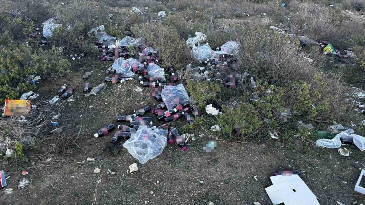 Tarihi ge&ccedil;miş y&uuml;zlerce şalgam suyu şişesini ormanlık alana attılar
