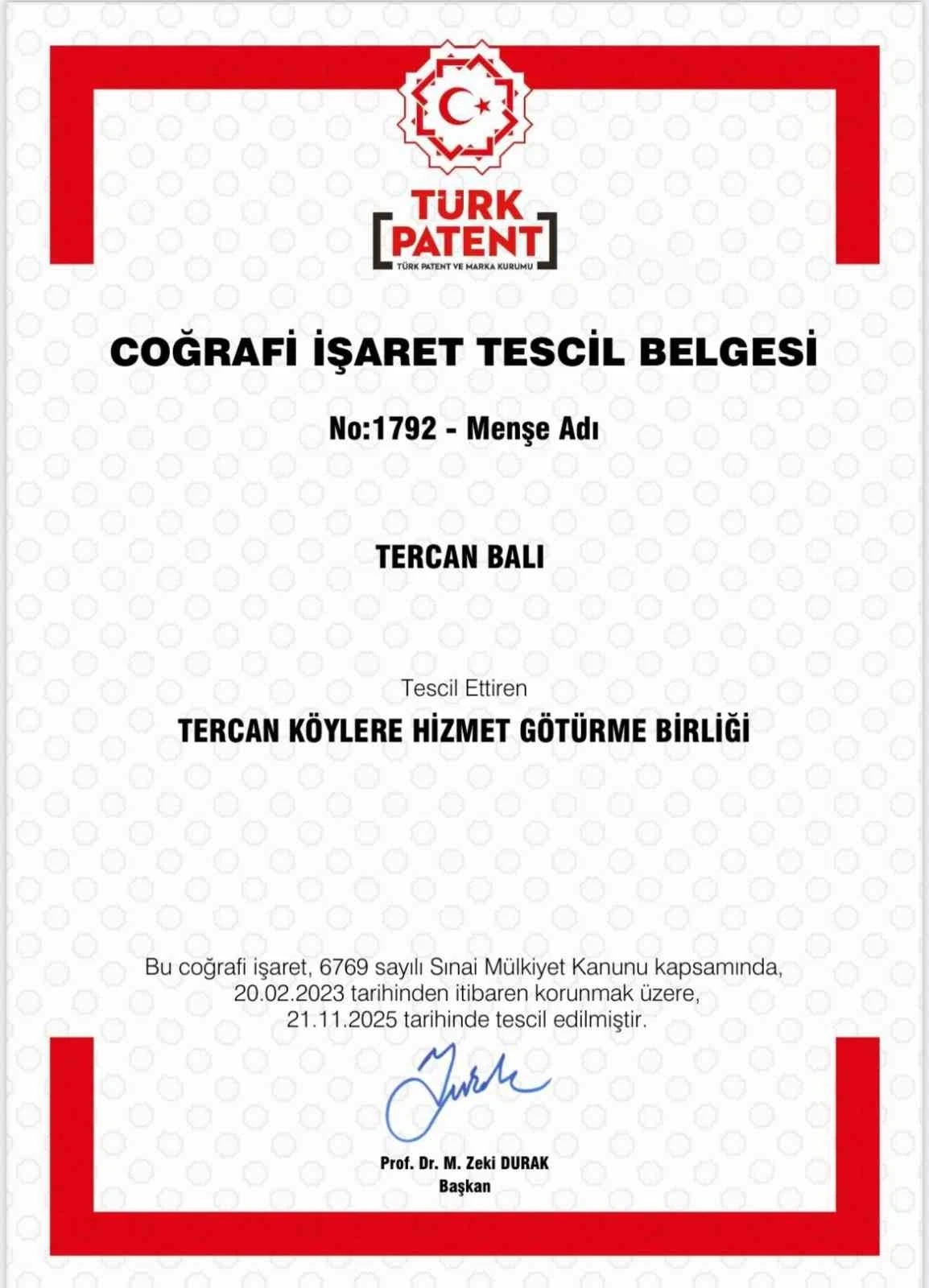 Tercan Balı Erzincan’ın 14. Coğrafi İşaretli ürünü oldu
