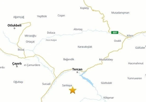Tercan’da 4.2 büyüklüğünde deprem