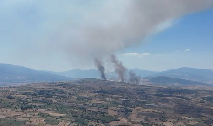 Tokat’ta ekili arazide çıkan yangına müdahale ediliyor
