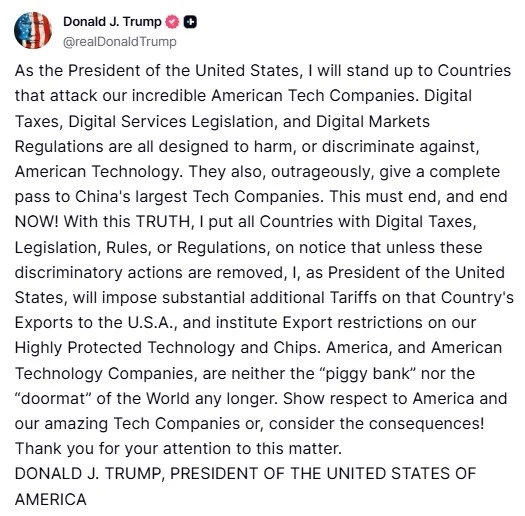 Trump’tan dijital vergi uygulayan ülkelere "Vergi ve kısıtlama tehdidi"

