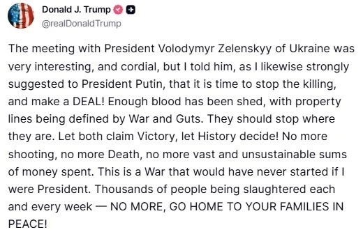 Trump’tan Zelenskiy görüşmesi hakkında açıklama: "Ona bir anlaşma yapma zamanının geldiğini söyledim"