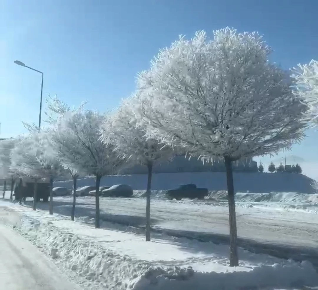 Tufanbeyli&rsquo;de eksi 20 derecede kartpostallık manzara
