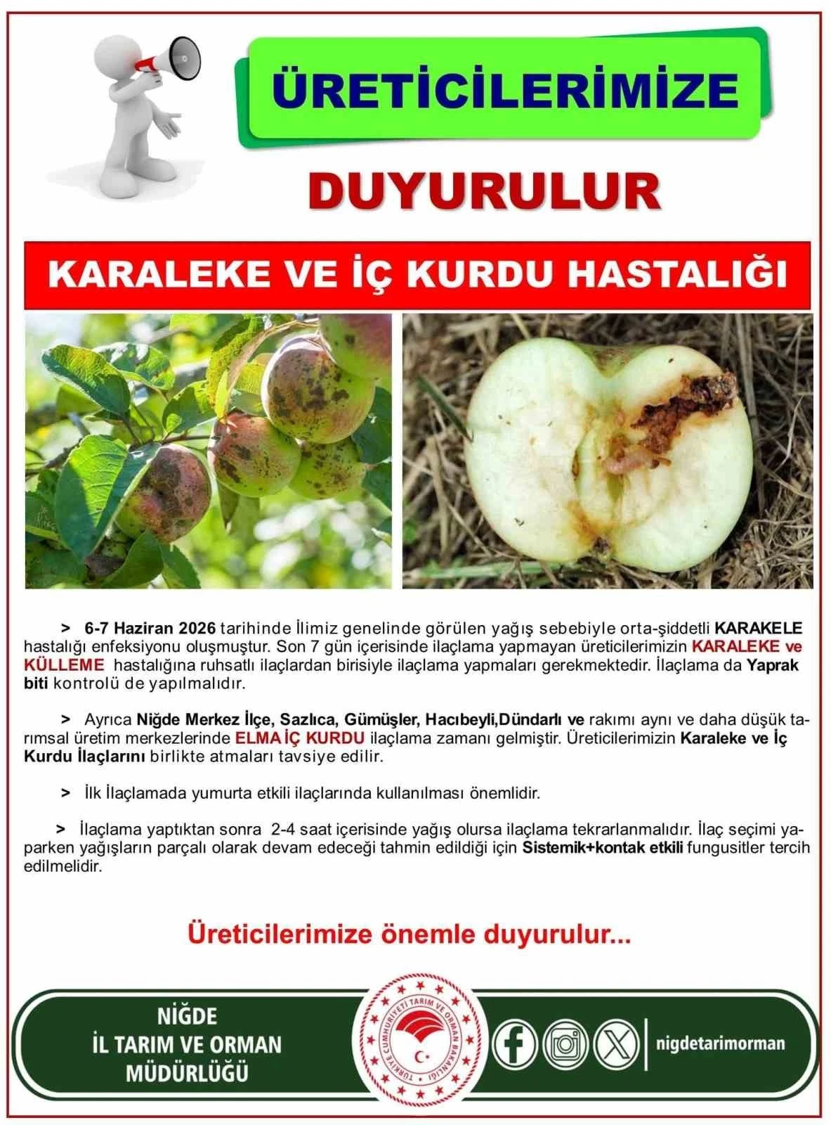 &Uuml;reticilere karaleke ve i&ccedil; kurdu uyarısı
