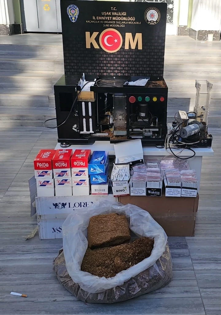 Uşak’ta çok sayıda kaçak makaron ve tütün ele geçirildi
