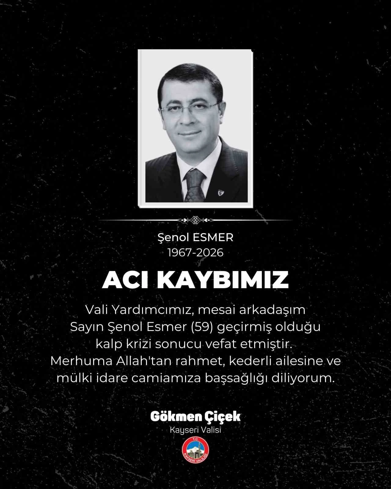 Vali &Ccedil;i&ccedil;ek&rsquo;ten Vali Yardımcısı Şenol Esmer&rsquo;in &ouml;l&uuml;m&uuml;yle ilgili a&ccedil;ıklama
