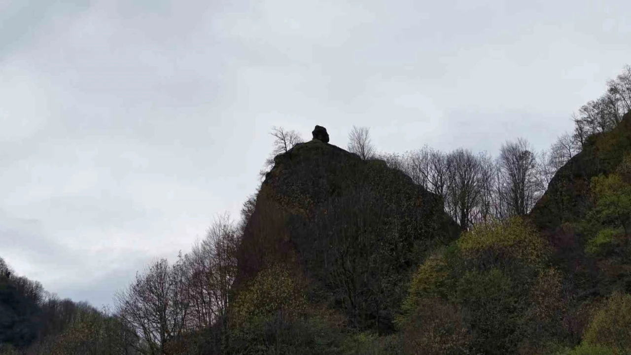 Yama&ccedil;taki ilgin&ccedil; kaya dikkat &ccedil;ekiyor
