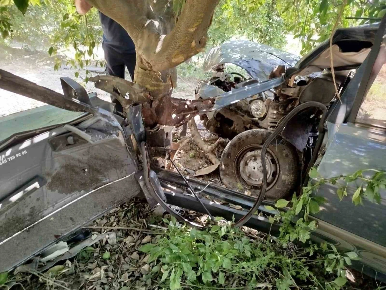 Yoldan çıkan otomobil ağaca çarptı: 1 yaralı
