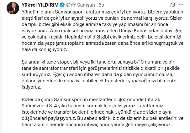Y&uuml;ksel Yıldırım: "2-3 yıl i&ccedil;inde ligin ilk 5&rsquo;inde kalıcı olacağız"
