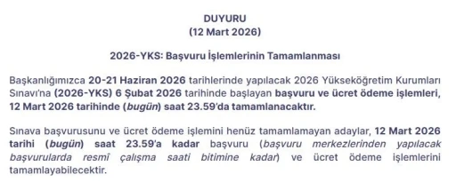 2026-YKS başvuru işlemleri bug&uuml;n sona eriyor
