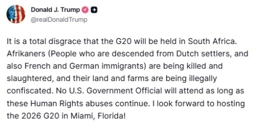 ABD Başkanı Trump’tan G20 Zirvesi tepkisi: &quot;Güney Afrika’da yapılacak olması tam bir rezalet&quot;
