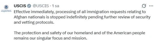 ABD, Ulusal Muhafızlara yönelik saldırının ardından Afgan uyruklu kişilerin göçmenlik başvurularını süresiz olarak askıya aldı
