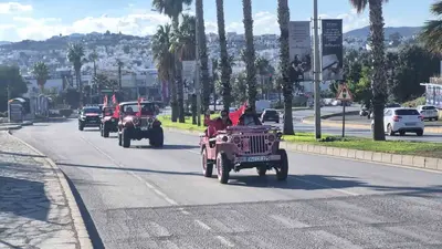 Bodrum’da arazi araçlarıyla bayram kutlaması