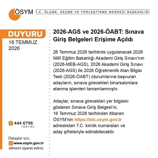 AGS ve &Ouml;ABT&rsquo;nin giriş belgeleri erişime a&ccedil;ıldı
