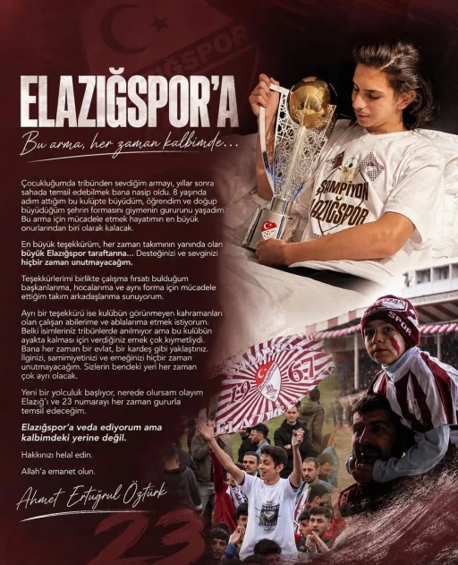 Ahmet Ertuğrul&rsquo;dan Elazığspor&rsquo;a veda
