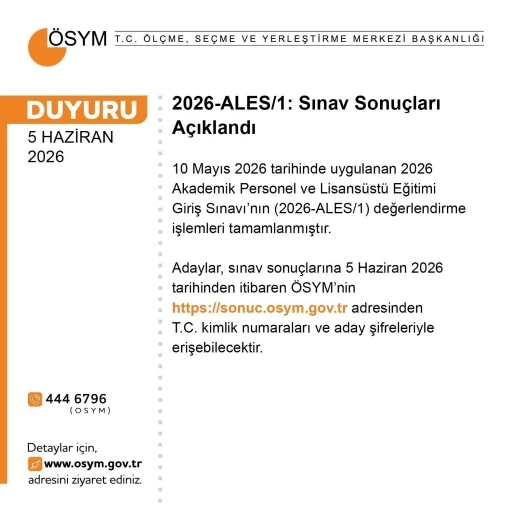 ALES sonu&ccedil;ları a&ccedil;ıklandı
