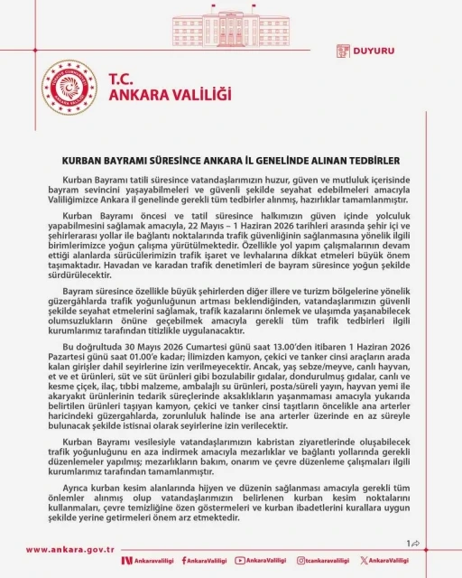 Ankara&rsquo;da bayramda 24 binin &uuml;zerinde emniyet ve jandarma personeli g&ouml;rev başında olacak
