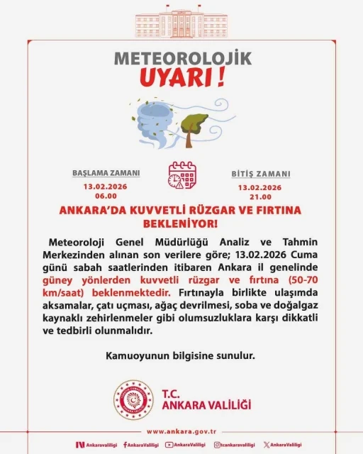 Ankara i&ccedil;in fırtına uyarısı
