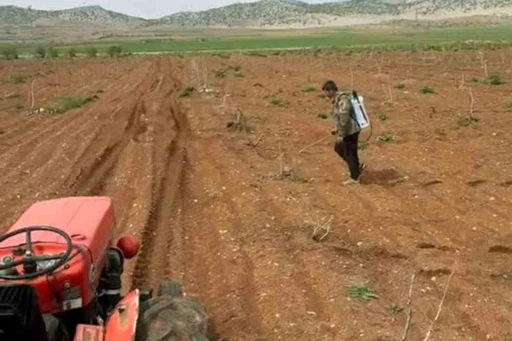 Araban&rsquo;da Antep fıstığı tarlalarında yabancı otlarla ila&ccedil;lı m&uuml;cadele
