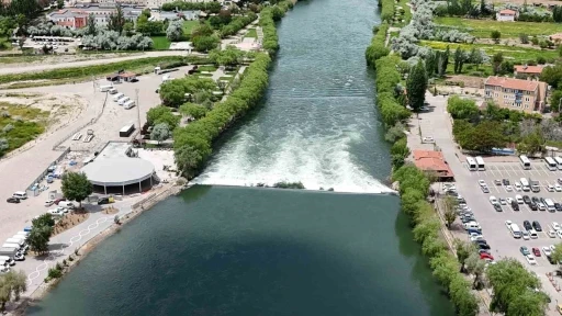 Aşırı yağışlar nedeniyle su seviyesi y&uuml;kselen Kızılırmak dron ile g&ouml;r&uuml;nt&uuml;lendi

