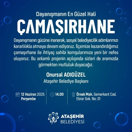 Ataşehir Belediyesi’nden ücretsiz çamaşırhane hizmeti
