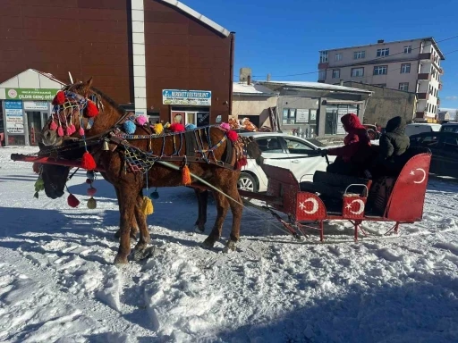 Atlı kızaklar donan g&ouml;l i&ccedil;in hazırlandı

