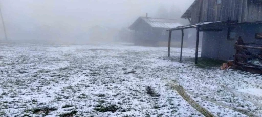 Bahar beklenirken kış geldi, y&uuml;ksek kesimler beyaz &ouml;rt&uuml;yle kaplandı
