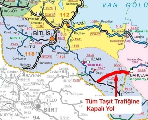 Bah&ccedil;esaray-Hizan yolu ge&ccedil;ici olarak ulaşıma kapatıldı
