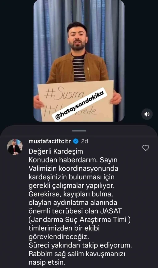Bakan &Ccedil;ift&ccedil;i&rsquo;den kardeşi kayıp vatandaşa yanıt: "S&uuml;reci yakından takip ediyorum"
