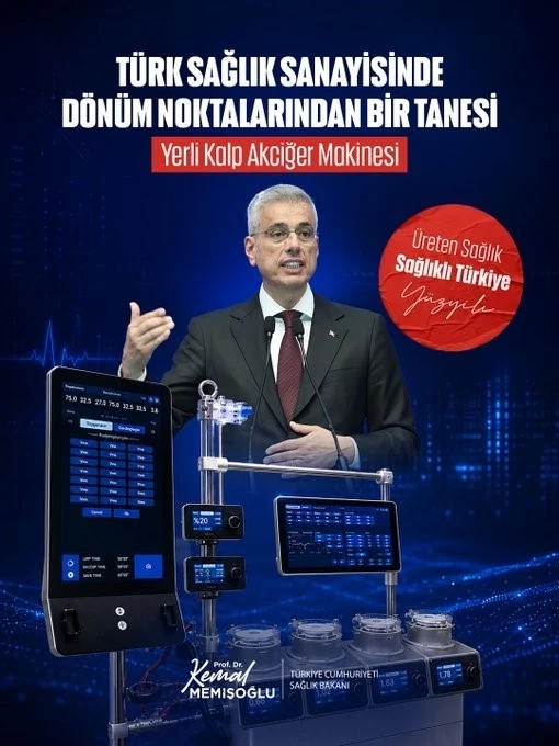 Bakan Memişoğlu&rsquo;ndan "Yerli Kalp Akciğer Makinesi" paylaşımı
