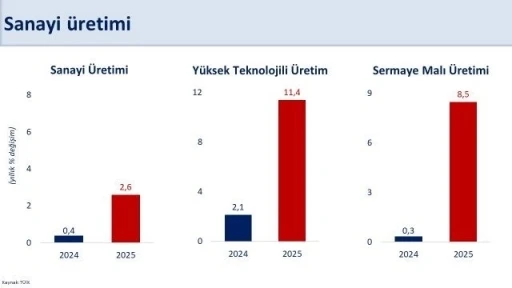 Bakan Şimşek: "Sanayi &uuml;retiminde yıllık y&uuml;zde 2,6 artış ger&ccedil;ekleşti"