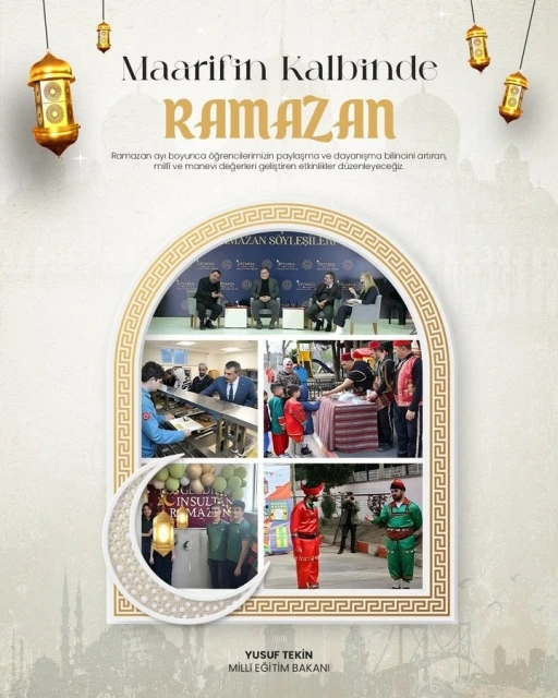 Bakan Tekin: "Ramazan ayında okullarda &rsquo;Maarifin Kalbinde Ramazan&rsquo; temalı etkinlikler d&uuml;zenlenecek"
