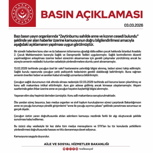 Bakanlıktan Zeytinburnu&rsquo;ndaki anne ve &ccedil;ocuk &ouml;l&uuml;m&uuml;yle ilgili a&ccedil;ıklama
