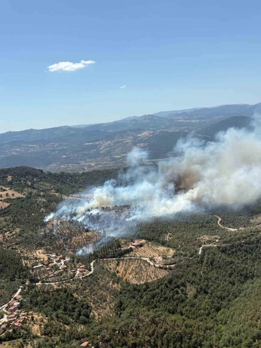 Balıkesir’de araziden ormana sıçrayan yangına müdahale sürüyor
