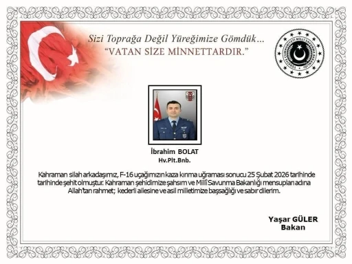 Balıkesir&rsquo;de kaza kırıma uğrayan F-16&rsquo;da şehit olan pilotun kimliği a&ccedil;ıklandı

