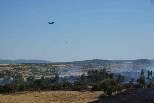 Balıkesir Pamukçu’da arazi yangınına müdahale ediliyor
