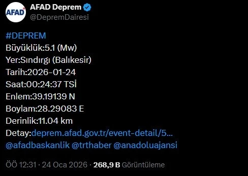 Balıkesir Valiliği&rsquo;nden deprem a&ccedil;ıklaması
